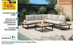 Castorama Goodhome salon bas de jardin 5 places noir et beige cassis offre