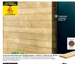 Castorama Lame de construction pour bardage épicéa l. 2,39 m x l. 14,5 cm, ép. 18 mm offre