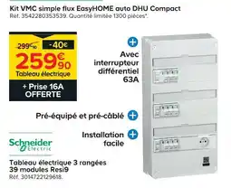 Castorama Schneider electric tableau électrique 3 rangées 39 modules resi9 offre