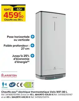 Castorama Ariston chauffe-eau électrique thermostatique velis wifi offre