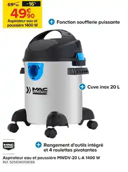 Castorama Mac allister aspirateur eau et poussière mwdv-20 l-a 1400 w offre