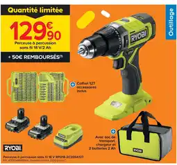 Castorama Ryobi perceuse à percussion sans fil 18 v/2 ah offre