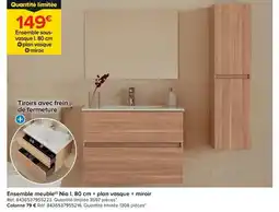 Castorama Ensemble meuble nia l. 80 cm + plan vasque + miroir offre