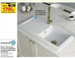 Castorama Goodhome évier de cuisine 1 cuve et 1 égouttoir en céramique blanc steinfeld offre