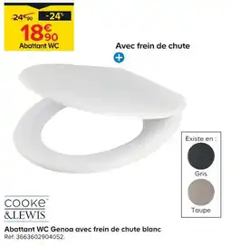 Castorama Cooke & lewis abattant wc genoa avec frein de chute blanc offre