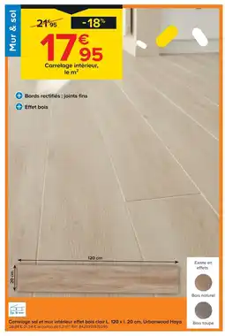 Castorama Urbanwood carrelage sol et mur intérieur effet bois clair offre