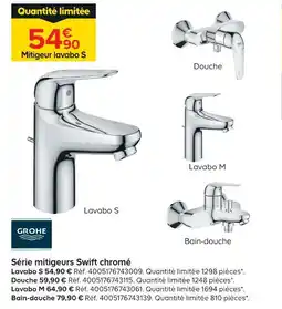 Castorama Grohe série mitigeurs swift chromé offre