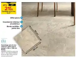 Castorama Siena carrelage sol et mur intérieur effet pierre beige l. 60 x l. 60 cm offre