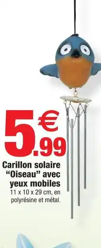 Bazarland Carillon solaire 'oiseau' avec yeux mobiles offre
