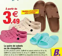 Bazarland La paire de sabots ou de claquettes offre