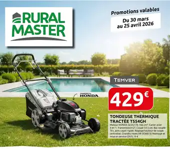 Rural Master Temver tondeuse thermique tractée t554gh offre