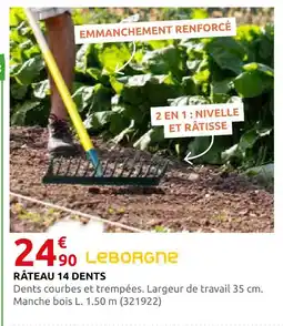 Rural Master Leborgne râteau 14 dents offre