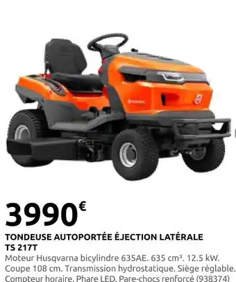 Rural Master Husqvarna tondeuse autoportée éjection latérale ts 217t offre