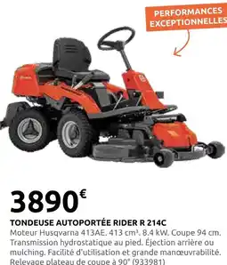 Rural Master Husqvarna tondeuse autoportée rider r 214c offre