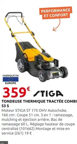 Rural Master Stiga tondeuse thermique tractée combi 53 s offre