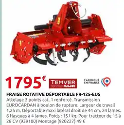 Rural Master Temver fraise rotative déportable fr-125-eus offre
