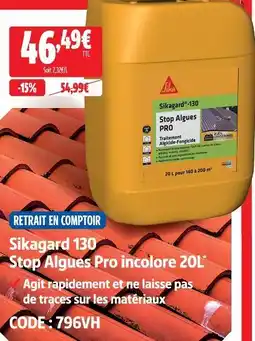 Screwfix Sikagard 130 stop algues pro incolore 20 l offre