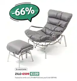 Meubles Crack Fauteuil en simili cuir avec pouf offre