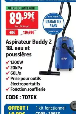 Screwfix Nilfisk aspirateur buddy 2 18l eau et poussières offre