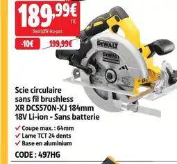 Screwfix Dewalt scie circulaire sans fil brushless xr dcs570n-xj 184mm 18v li-ion - sans batterie offre