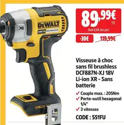 Screwfix Dewalt visseuse à choc sans fil brushless dcf887n-xj 18v li-ion xr - sans batterie offre