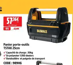 Screwfix Dewalt panier porte-outils tstak 25cm offre
