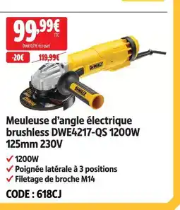 Screwfix Dewalt meuleuse d’angle électrique brushless dwe4217-qs offre