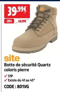 Screwfix Site botte de sécurité quartz coloris pierre offre
