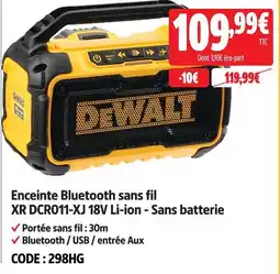 Screwfix Dewalt enceinte bluetooth sans fil xr dcr011-xj 18v li-ion - sans batterie offre