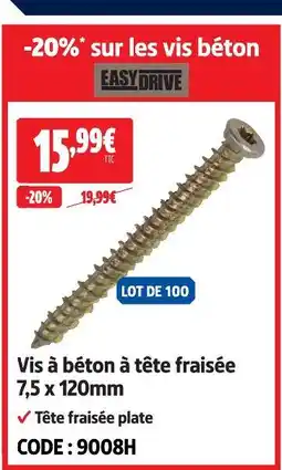 Screwfix Easydrive vis à béton à tête fraisée offre