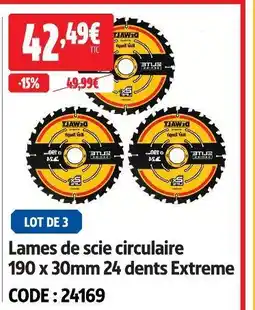 Screwfix Dewalt lames de scie circulaire 190 x 30mm 24 dents extreme offre