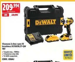 Screwfix Dewalt visseuse à choc sans fil brushless dcf809l2t-qw 18v offre