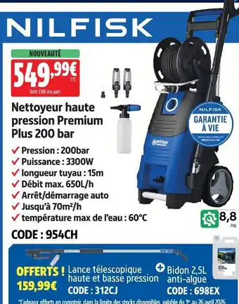Nilfisk nettoyeur haute pression premium plus 200 bar