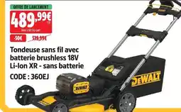 Screwfix Dewalt tondeuse sans fil avec batterie brushless 18v li-ion xr - sans batterie offre