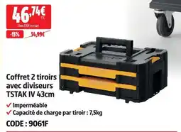 Screwfix Coffret 2 tiroirs avec diviseurs tstak iv 43cm offre