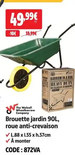 Screwfix Brouette jardin 90l, roue anti-crevaison offre