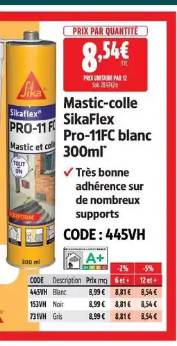 Screwfix Sikaflex mastic-colle pro-11fc blanc offre