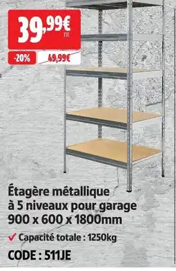Screwfix Étagère métallique à 5 niveaux pour garage 900 x 600 x 1800mm offre
