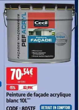Screwfix Cecil peinture façade acrylique blanc offre