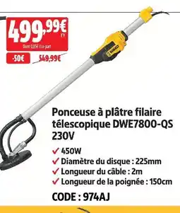 Screwfix Dewalt ponceuse à plâtre filaire télescopique dwe7800-qs 230v offre