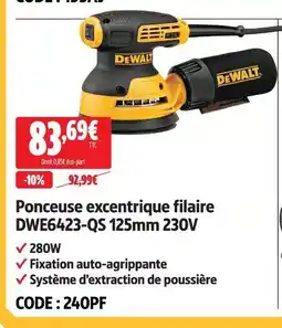 Screwfix Dewalt ponceuse excentrique filaire dwe6423-qs 125mm 230v offre