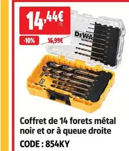 Screwfix Dewalt coffret de 14 forets métal noir et or à queue droite offre