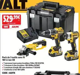 Screwfix Dewalt pack de 3 outils sans fil 18v li-ion xr offre