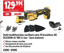Screwfix Dewalt outil multifonction oscillant sans fil brushless xr dcs355n-xj 18v li-ion - sans batterie offre