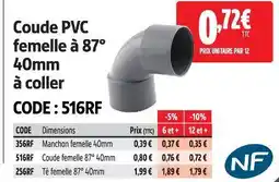 Screwfix Fitt coude pvc femelle à 87° 40mm à coller offre