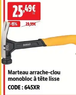 Screwfix Dewalt marteau arrache-clou monobloc à tête lisse offre