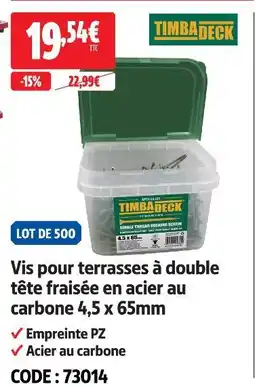 Screwfix Timbadeck vis pour terrasses à double tête fraisée en acier au carbone offre