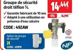 Screwfix Groupe de sécurité droit téflon 3/4 offre