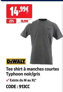 Screwfix Dewalt tee shirt à manches courtes typhoon noir/gris offre