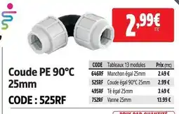 Screwfix Coude égal 90°c 25mm offre